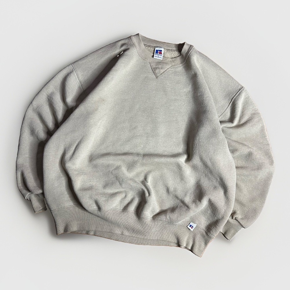 Vintage 90s Russell Athletic Crewneck Sweatshirt Mens XL Tan USA Tonal Essential